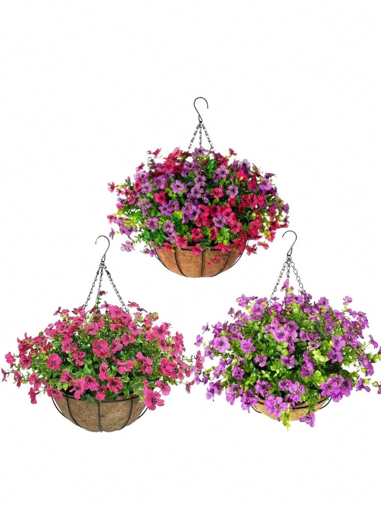 Indoor and Outdoor Artificial Daisies Hanging Flower Basket Decoration - Aesthetic Room and Garden Decoration 6 Pieces 1 Set