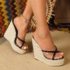 For Dropship Summer Outdoor Slide Sexy Espadrilles Mules Wedges Pumps for Women Super High Heels Chunky Platform Shoes Sandal