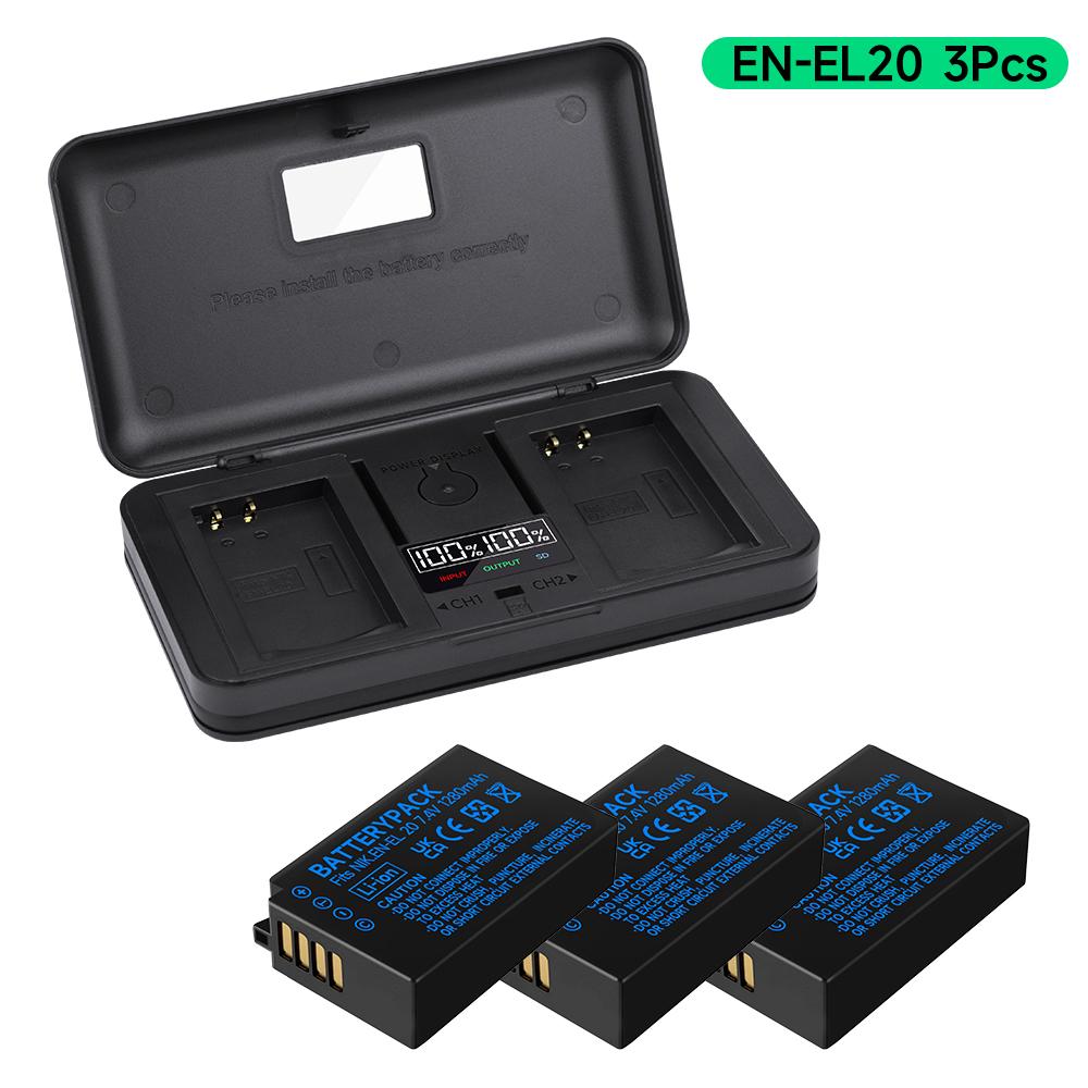1280 мАч EN-EL20 EN-EL20a Аккумулятор + Многофункциональное зарядное устройство Коробка для хранения аккумуляторов для Nikon Coolpix P1000, 1 j1, 1 J2, 1 J3, 1 S1, 1 V3, Coolpix A