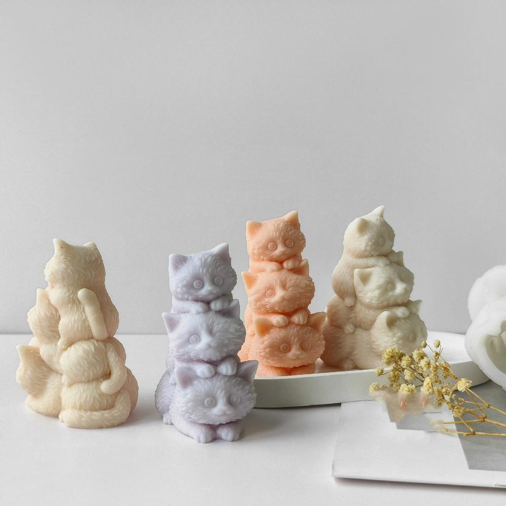 Многоцелевая подставка для свечей в виде кошек, прочная силиконовая гипсовая форма для элегантного украшения дома, свадьбы и праздничных мероприятий
