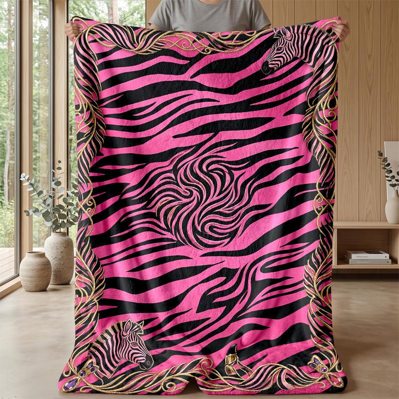 Pink Zebra Jungle Print 1 Theme blanket Lightweight Warm Flannel Blanket Decorative Throw Blanket for Home Decoration