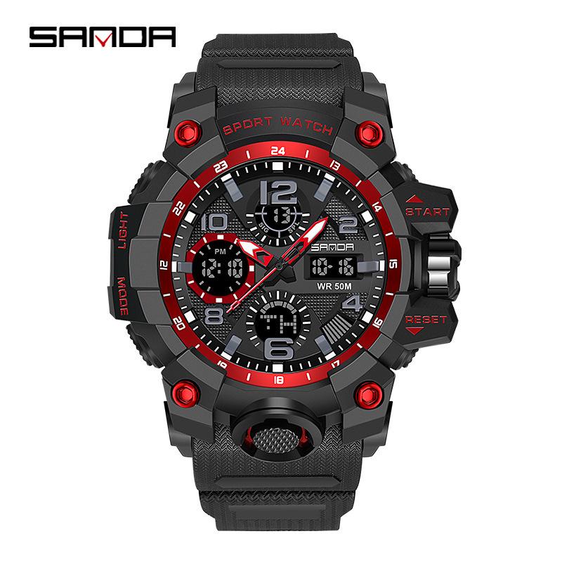 Sanda Teen Multi-functional Waterproof Sports Watch with Alarm & Luminous Display