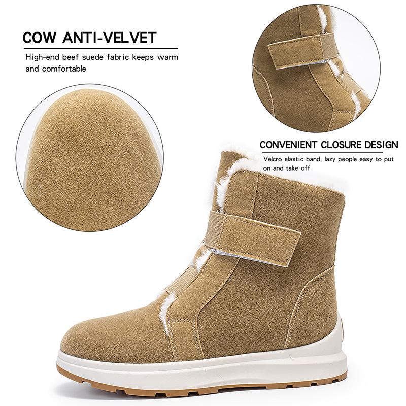 Искусственная замша утолщенные плюшевые зимние ботинки для женщин зимние большие размеры сохраняют тепло ботильоны женские нескользящие платформы хлопковая подкладка обувь