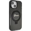 Guess Ring Stand Script Glitter Magsafe Case For Iphone 13 / 14 / 15 - Black