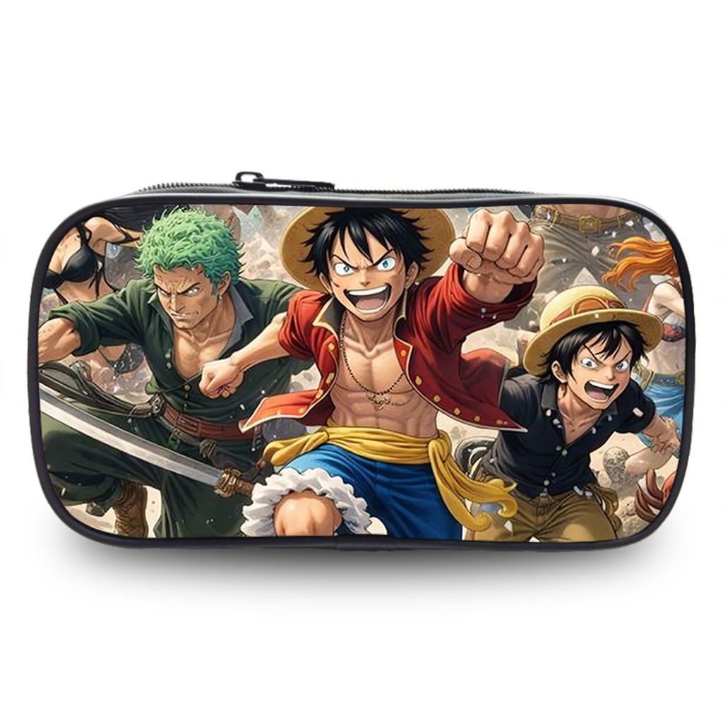 Школьный пенал One Piece с двойным отделением, большой вместимости, прочная сумка для канцелярских принадлежностей, легкий унисекс пенал для мальчиков и девочек 6-10 лет