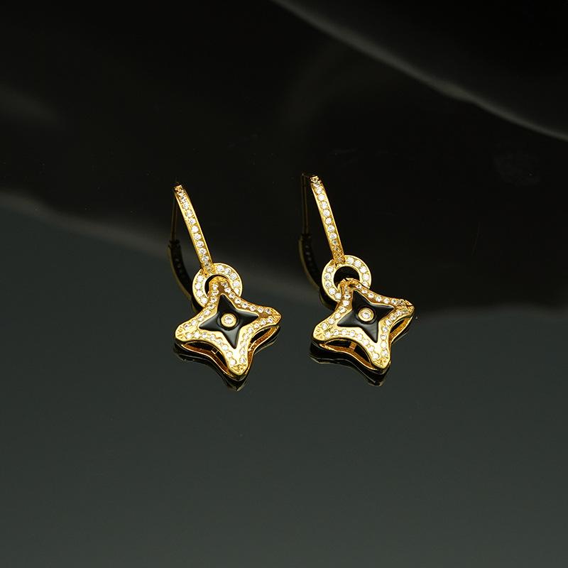 Четырехлистный клевер геометрические циркониевые серьги-капли с маслом женские высококачественные серьги Sense маленькие ароматные темпераментные серьги в стиле ретро