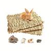 1pc- Bunny Grass Mat Small Animal Woven Hay Mat Natural Straw Bedding Resting Cage Mat For Guinea Pig Chinchilla Hamster Rat