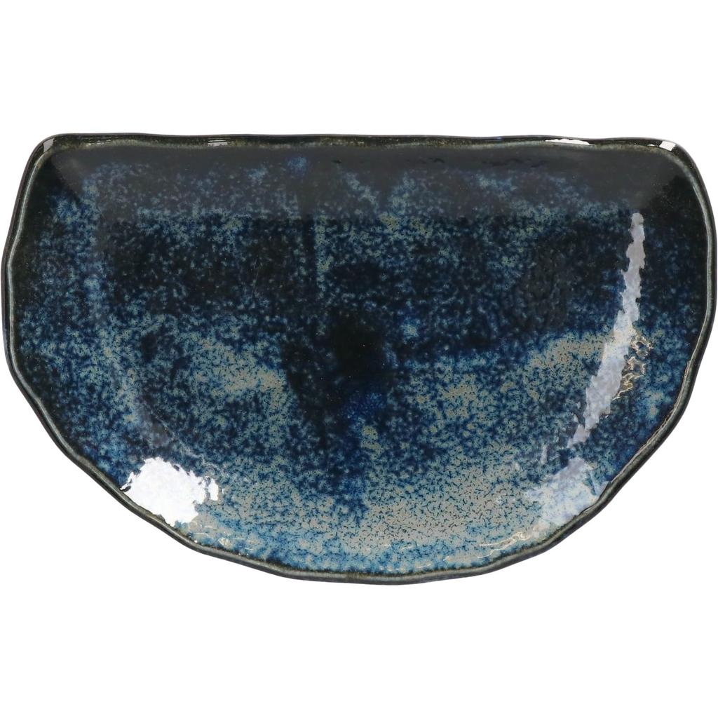 Тарелка Мино, Длинная тарелка, Тарелка в форме полумесяца, Прибл.. 21 x 13 см, Можно мыть в посудомоечной машине, Можно использовать в микроволновой печи, Новый Аваюки, Сделано в Японии 132-0510