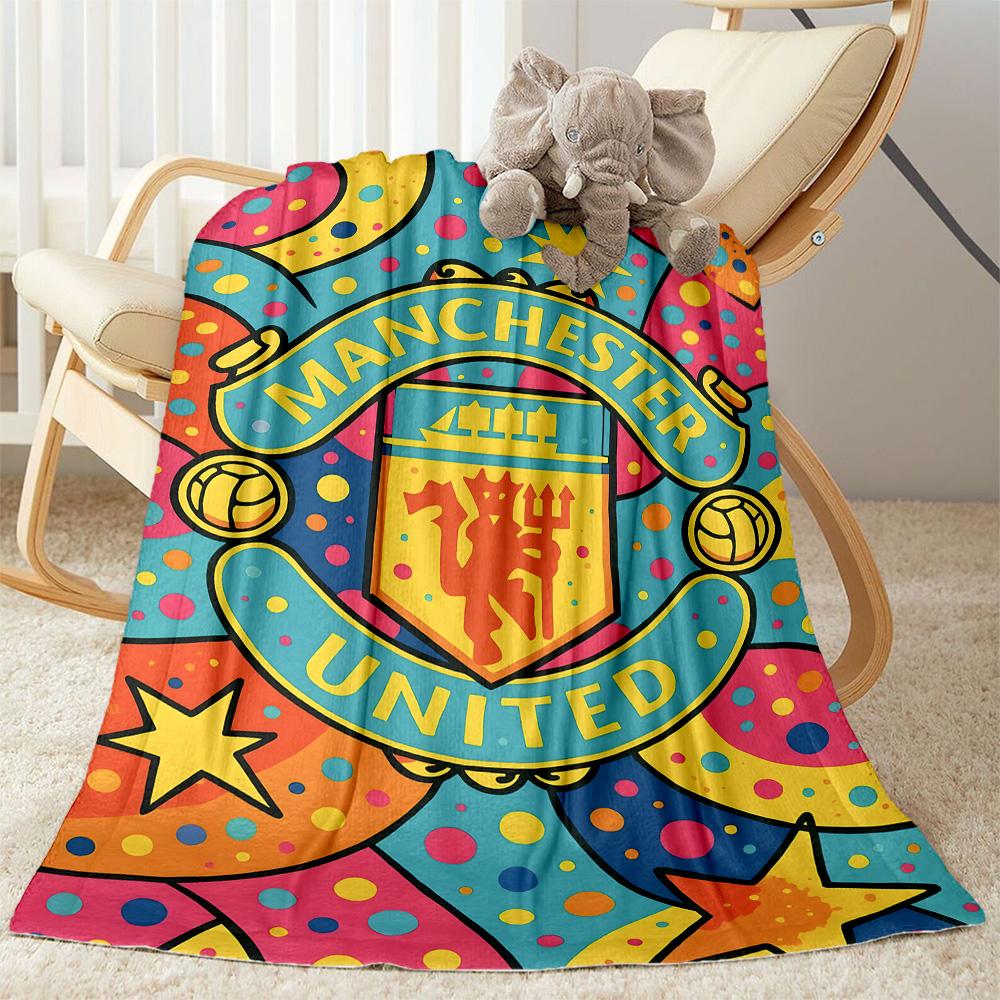 Manchester Fan Art Blanket Soft Warm Cozy Great for Picnics Chair Bed Four Seasons Multipurpose Modern Style Unique Gift for Family and Friends Campin