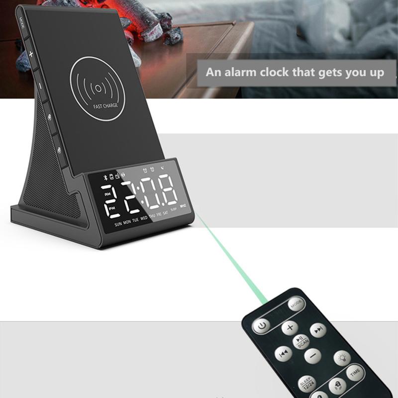 Многофункциональный Bluetooth FM-радио Будильник Динамик Мобильный телефон Беспроводное зарядное устройство Mp3-плеер