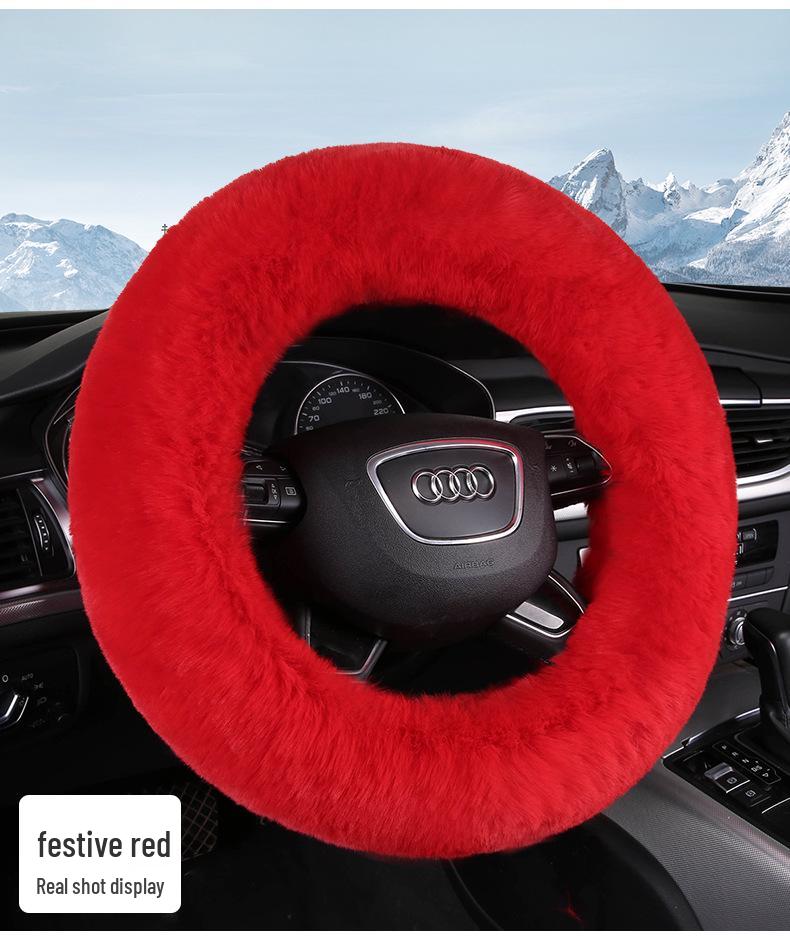 Новый стиль Зимняя плюшевая оплетка на руль - Теплая, Нескользящая, Кроличья шерсть