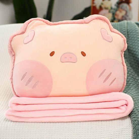 Мультяшная подушка и одеяло с животными: Милый дизайн кролика, панды, свиньи, лягушки для сна дома, в офисе или в машине