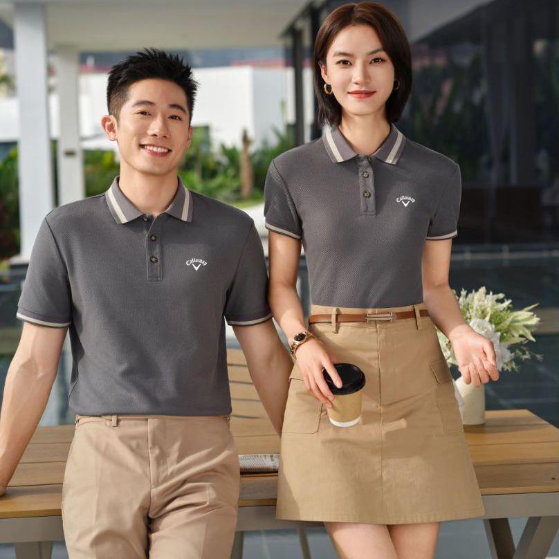 Callaway 2025 Летняя вышивка Гольф Бизнес Отдых Спорт Высококачественная хлопковая жаккардовая рубашка поло