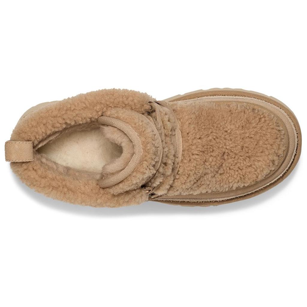 UGG Cow Split Leather Lace-Up Casual Thick Sole Short Boots Women Boots Sand 1167772-SAN