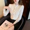 Elegant Long Sleeve Lace Bottoming Fleece Shirt with Half Turtle Neck for Women Thickened and Warm for Winter