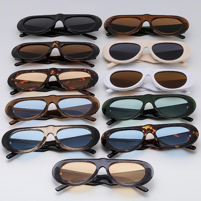 4pcs New Fashion Women Large Frame Retro Sunglasses Sets UV400 Oval Female Advanced Minimalist Style Glasses