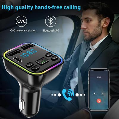 QC3.0 Автомобильное быстрое зарядное устройство FM-передатчик Bluetooth 5,0 Handsfree Беспроводное автомобильное автомобильное зарядное устройство с двумя USB-портами Авто радиомодулятор MP3-адаптер
