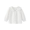 Girls' Sweet Lapel Long-Sleeved Cotton Shirt
