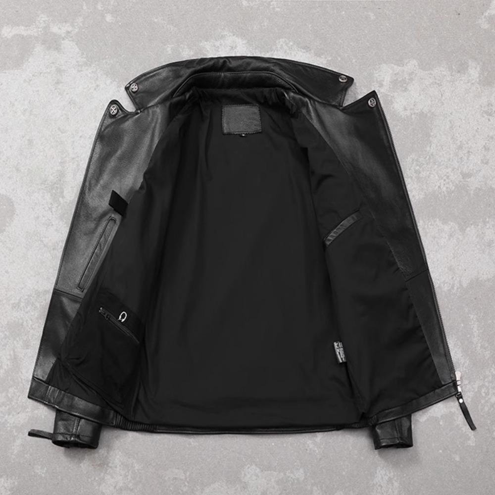 Китайский размер мотоциклетная куртка из натуральной воловьей кожи мужская тонкая куртка из телячьей кожи ретро куртка мужская байкерская одежда для езды на мотоцикле
