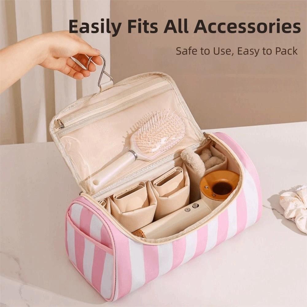 Large Capacity Travel Storage Case Striped Cosmetic Organizer Travel Toiletry Bag Travel Use