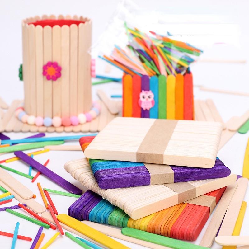 Художественные креативные 50 шт., деревянные палочки «сделай сам», ручные поделки, палочки для мороженого, красочные развивающие игрушки для детей, материал ручной работы, подарок для детей