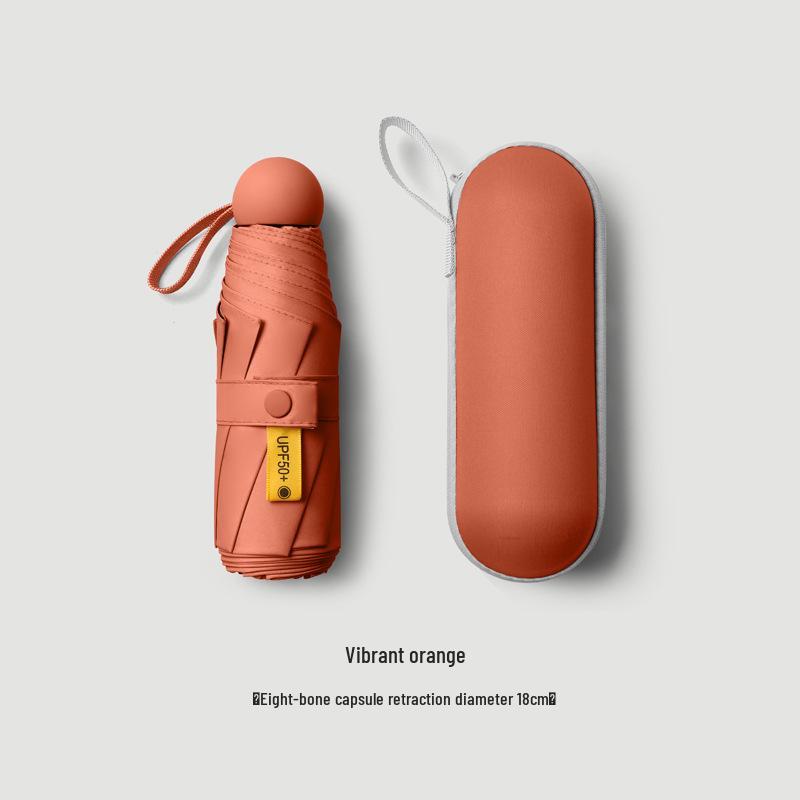 Compact Women's Five-Fold Sunshade Umbrella - Black Glue, UV Protection, for Sunny and Rainy Days, Customizable for Advertising