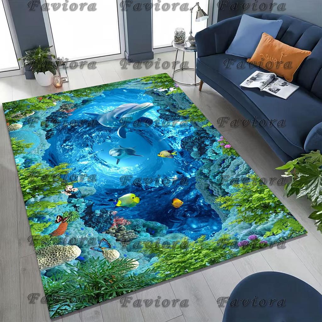 27 Стиль 3D Иллюзия Море Подводный Мир Дельфин Ковер для Спальни Гостиной Дивана Дома Придверный Коврик Декор, Детский Нескользящий Напольный Коврик