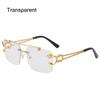 2025 Vintage Rimless Sunglasses Men Women Fashion Oversized Square Shades Eyewear New Double Bridge Gradient UV400 Sun Glasses