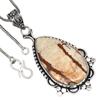 Pendant Picture Jasper Gemstone Valentine'Day Gift Silver Jewelry 2.5"