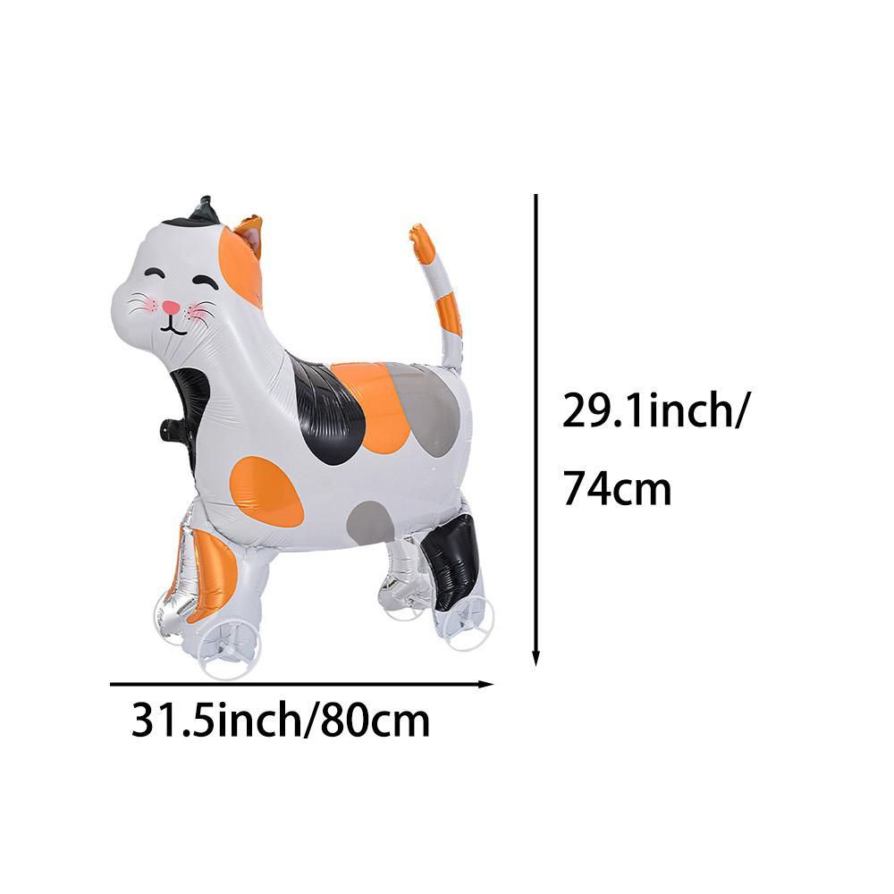 1 Pack of Wheeled Calico Cat Aluminum Foil Balloons, Suitable for Birthday Parties, Animal-Themed Birthdays, and Themed Party Decorations