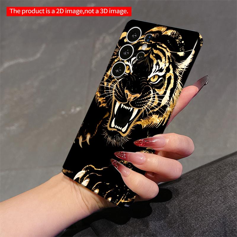 2DFlat Samsung phone case Golden Tiger Roar Phone Case Applicable to Galaxy S22 S23 S24 S25ULTRA S26 A12 A13 A14 A15 A16
