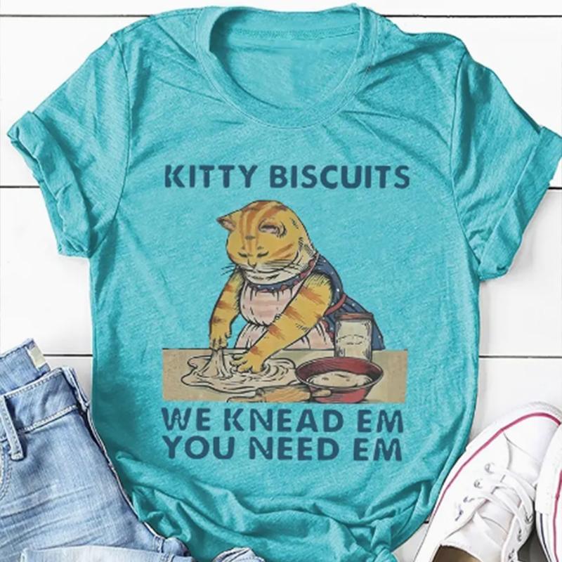 Fashion Women Housework Cat Print T Shirt Funny Casual O-neck Short Sleeves T-shirt Summer Female Tee Shirt