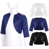Girls Solid Color Satin Cardigan 3/4 Sleeve Elegant Bolero Party Dress Shawl Outerwear for Evening Prom Wedding Birthday