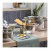 Uxcell Набор вертикальных подставок для ложек из нержавеющей стали с 2 квадратными керамическими мисками, портативная вертикальная подставка для ложек для домашней кухни, стойки ресторана,