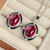 Jewelry European Simulation Pigeon Blood Red Corundum Green Chalcedony Creative Set Main 13 * 18