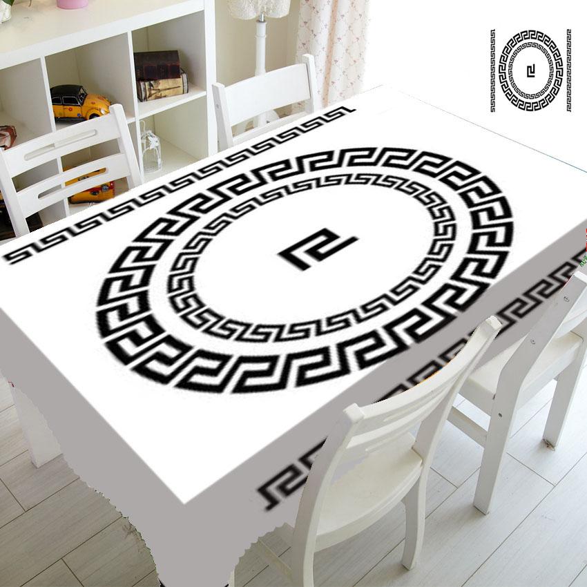 Черно-белая скатерть с овальным узором, домашний обеденный стол, декор для журнального столика, прямоугольная водонепроницаемая скатерть для пикника