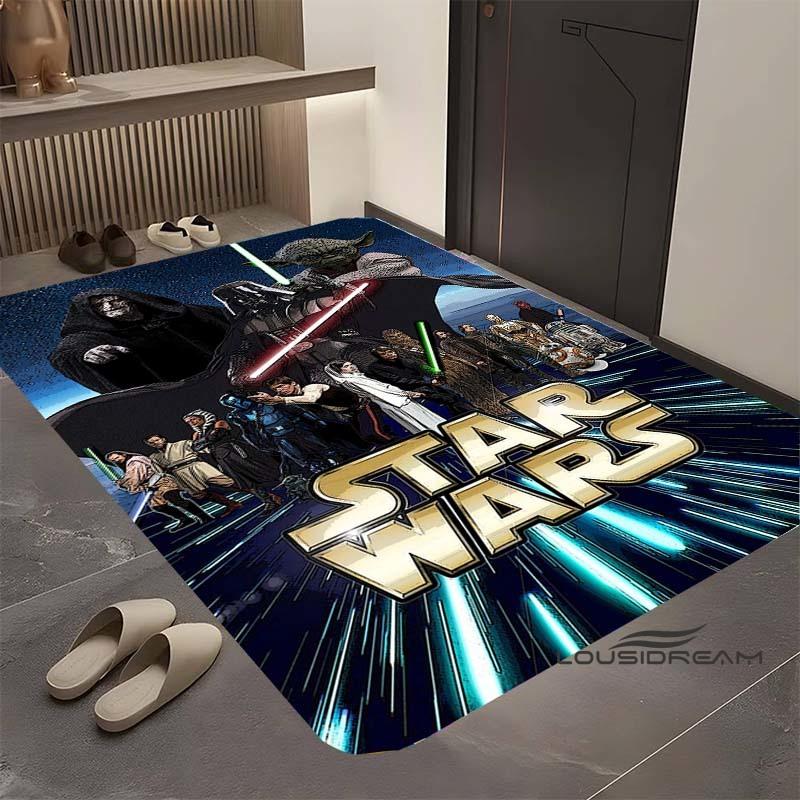 Коврик Star Wars мультяшный, подходит для гостиной, ретро-узор с галактикой, космосом, космическим кораблем, большой нескользящий коврик для прихожей, коврик для ванной, дом