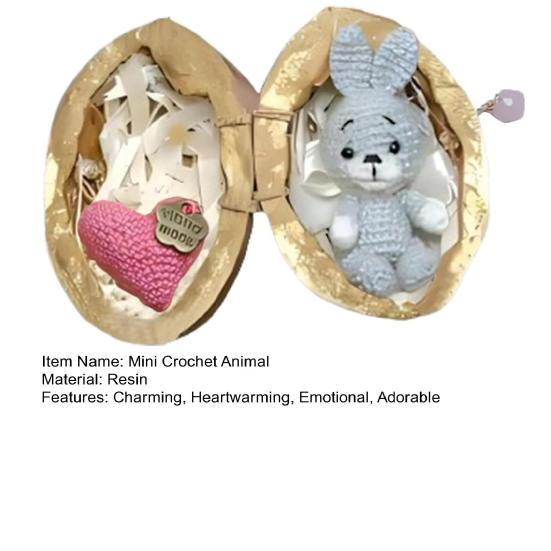 Миниатюрное вязаное крючком животное в скорлупе грецкого ореха, миниатюрный кролик-медведь с сердечком, эмоциональная поддержка, подарок для любителей животных, подруг и женщин
