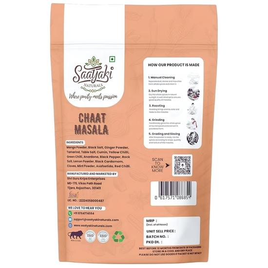 Saatyaki Naturals Dilli Chaat Masala -50gm | Authentic Tangy Indian Spice Blend for Curries, Salads, Fruits, Snacks| Homemade Style