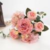 Peonies Artificial Flower For Vintage Wedding Bride Bouquet Fake Flower Burgundy Rose Bouquet Christmas Home Decoration