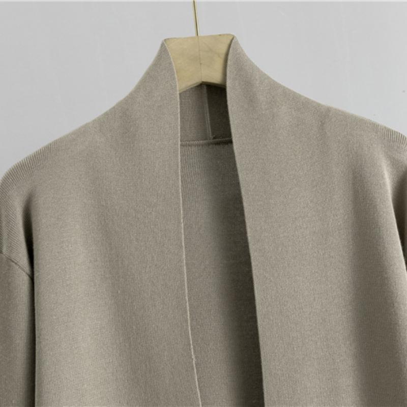 Женский весенне-осенний трикотажный комплект из 3 предметов - Винтажный кардиган, свитер и спортивные брюки