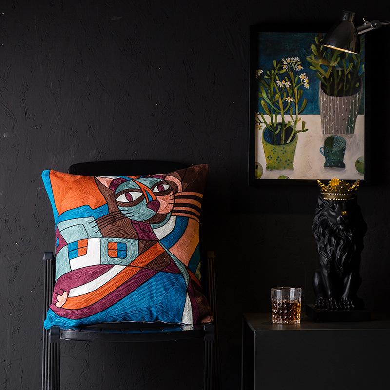 Чехол для подушки в стиле кантри в европейском и американском стиле с изображением Пикассо для гостиной, вышитая подушка для прикроватной подушки