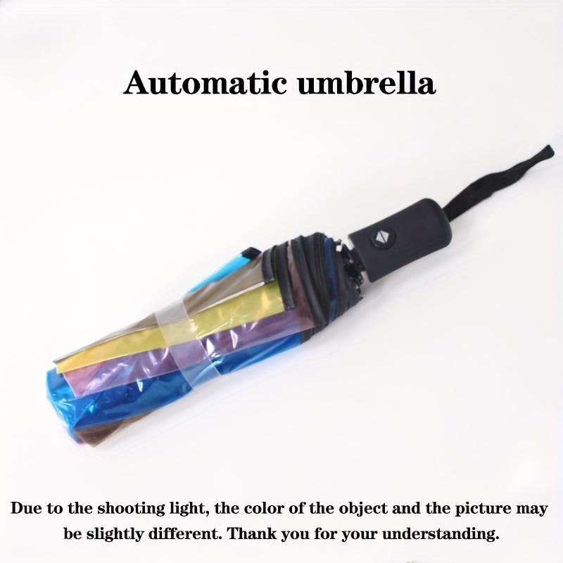 Umbrella Colorful Transparent Automatic Umbrella Travel Lightweight Folding Umbrella Wind and Rain Resistant Three Fold Umbrella