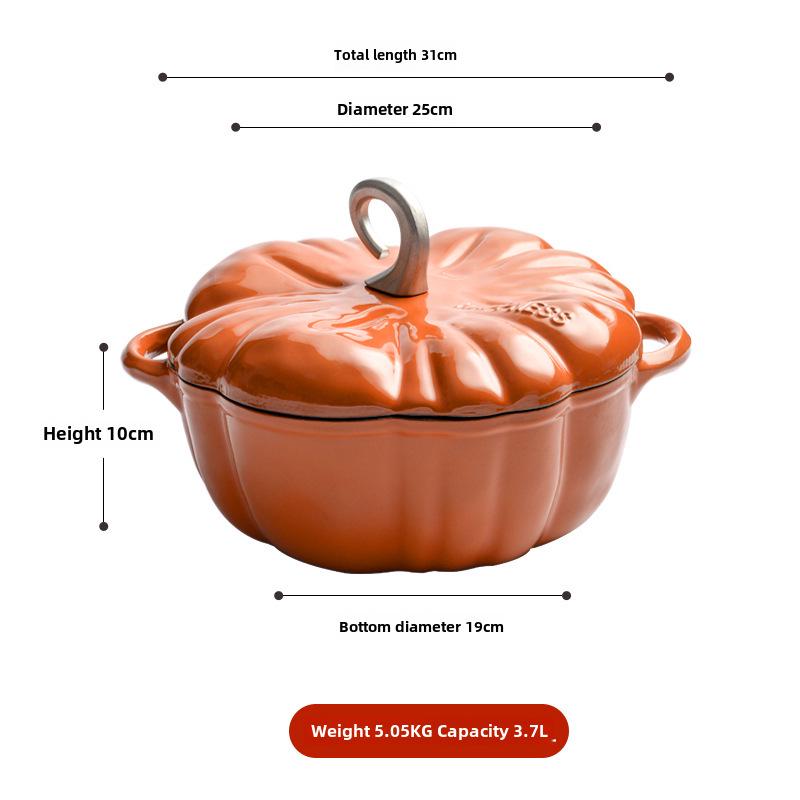 Little Happiness Многофункциональная чугунная эмалированная кастрюля в форме тыквы - рагу, суп, универсальная индукционная плита
