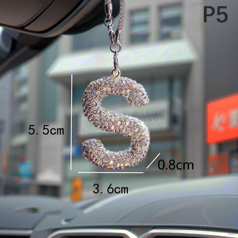 Новый 1 шт. Стразы Буквы Автомобильное Зеркало Заднего Вида Подвеска Кристалл Автомобильное Украшение Шикарный Аксессуар Подвесной Креативный Блестящий Шарм