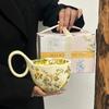 Кружка с ручкой в стиле ретро, керамическая кружка для подогрева молока, кофейная чашка, большая вместимость, чашка для завтрака с овсянкой, сувенир
