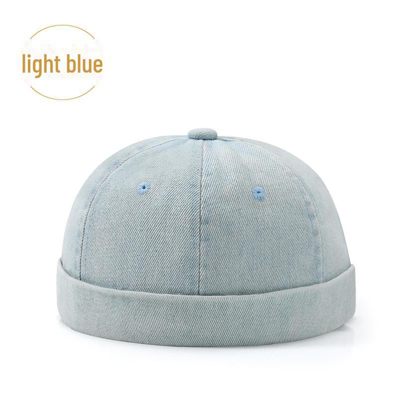 Korean Washed Denim Sailor Hat - Unisex Trendy Brimless Design