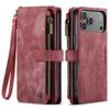 Чехлы для телефона iPhone 17 Pro со шнурком CASEME C30 на молнии с держателем для нескольких карт из ПУ кожи