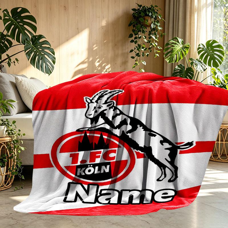 Custom Name Personalized FC Koln Print Blanket, Home Decor, Bedroom, Sofa, Camping, Couch, Gifts for Birthday Christmas