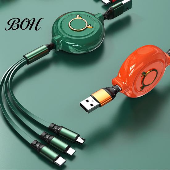 Быстрое зарядное устройство с высоким током 3 в 1, USB-кабель с телескопической конструкцией, 3A, зарядный шнур для Apple 3-в-1, Android, регулируемая длина 30 см - 120 см, для нескольких устройств